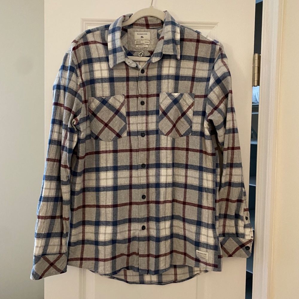 Quiksilver Modern Fit Plaid Button Down Shirt - Size Medium